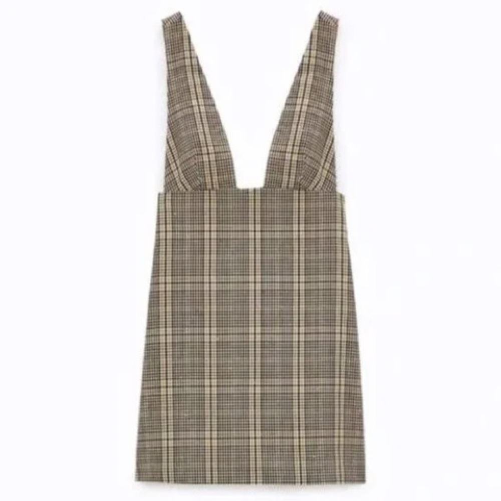 Zara Overall Plaid Pinafore Dress